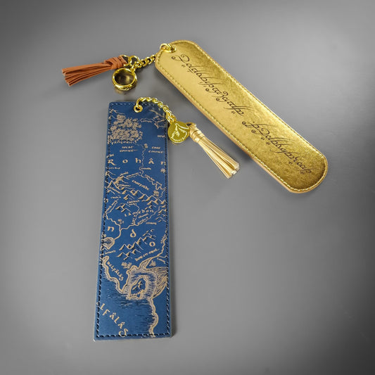 Map of Middle-Earth and Elven Script Bookmark Set