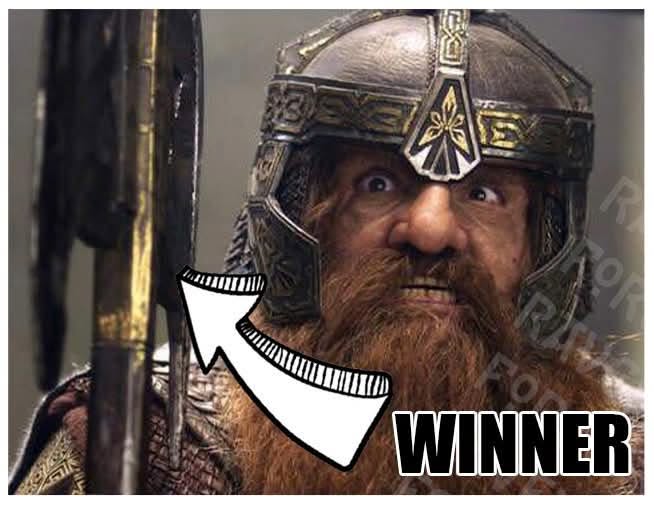 Sunday Giveaway winner – Gimli's Axe