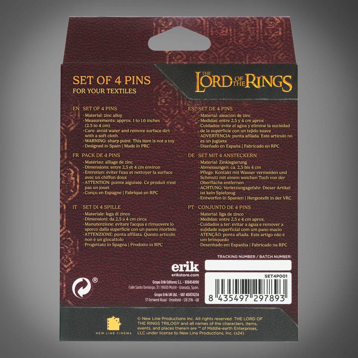 Lord of the Rings - Set of 4 Pin Badges