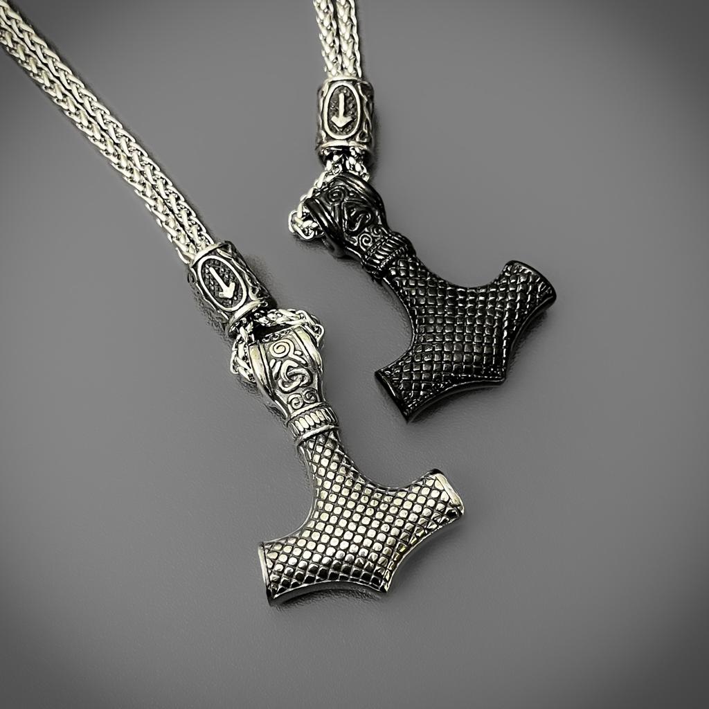 Runed Mjolnir Pendant