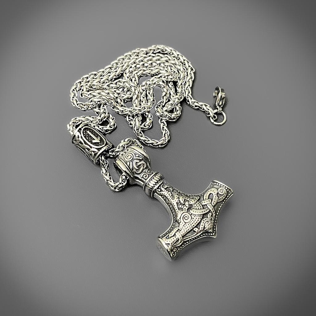 Runed Mjolnir Pendant