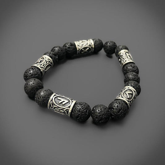 Lava Stone Rune Bracelet