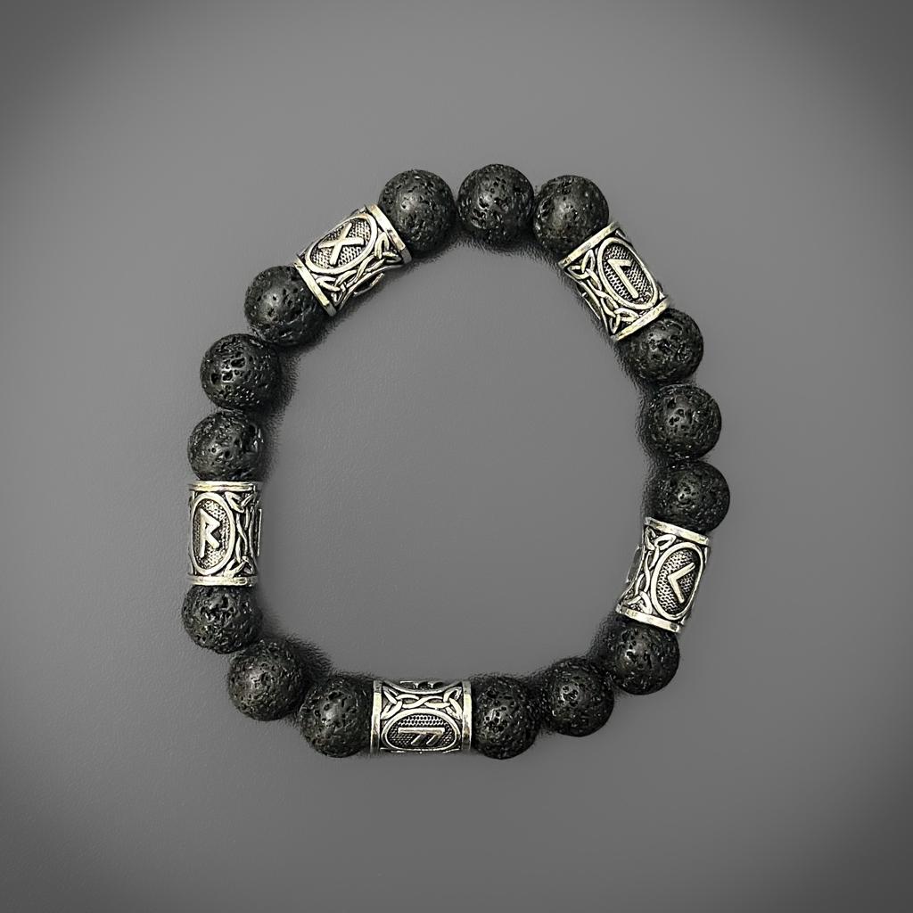 Lava Stone Rune Bracelet