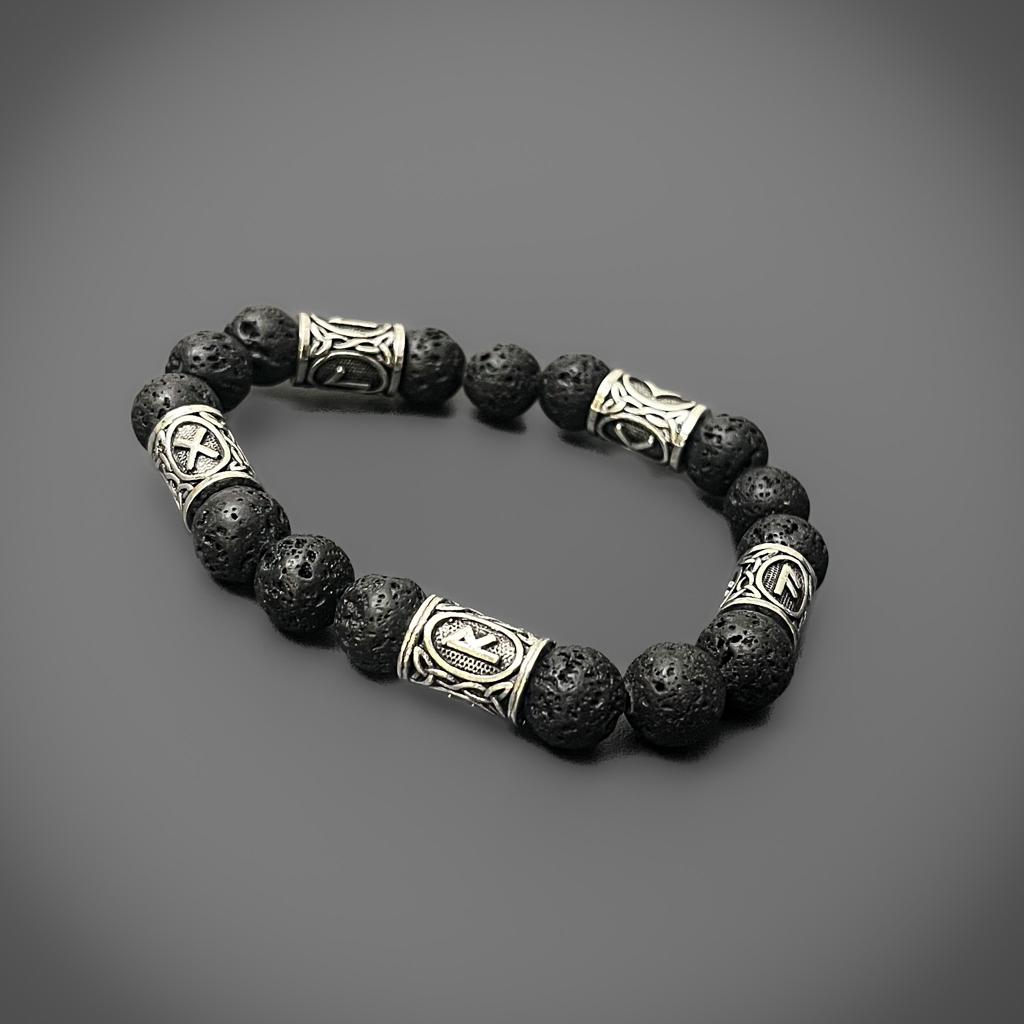 Lava Stone Rune Bracelet