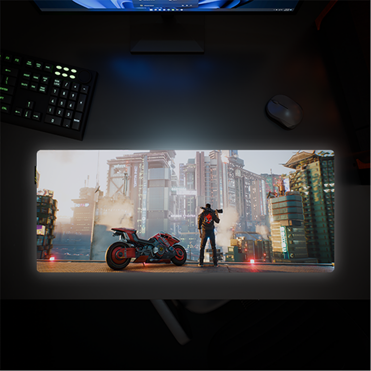 Cyberpunk 2077 Desk Mat - Night City Views