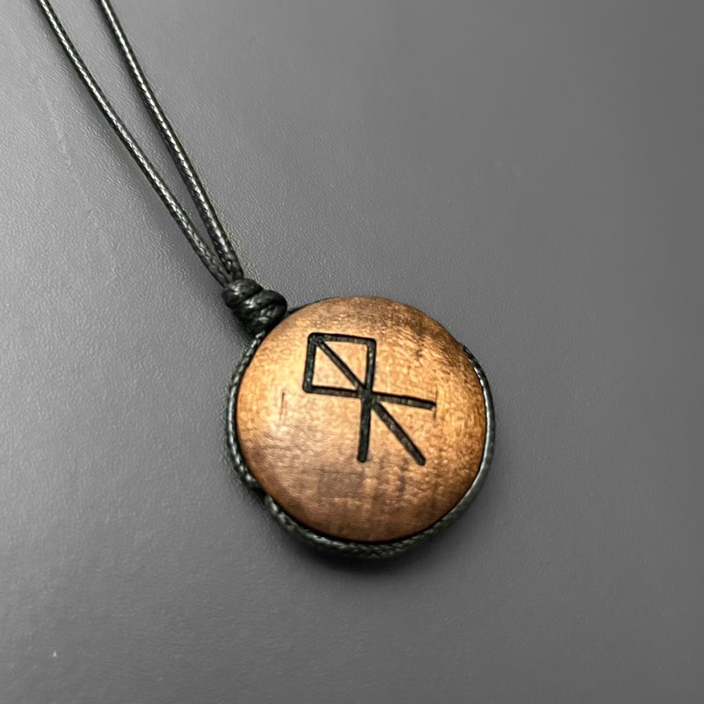 Engraved Wood Bind Rune Pendant – Raven Forge