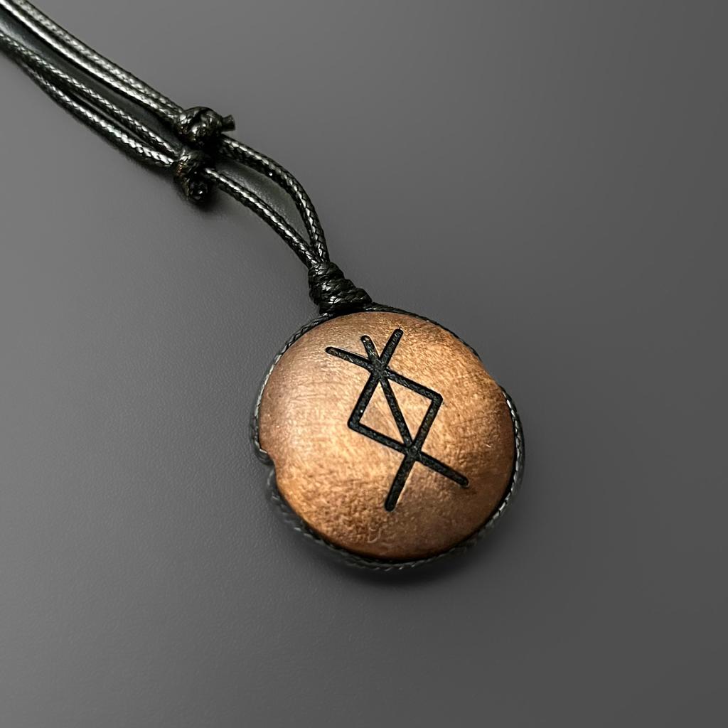 Engraved Wood Bind Rune Pendant